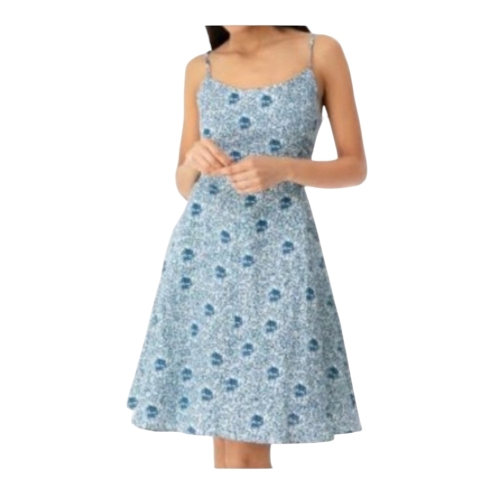 Tuckernuck Dragon Fleur Iris Linen Dress XS Blue White